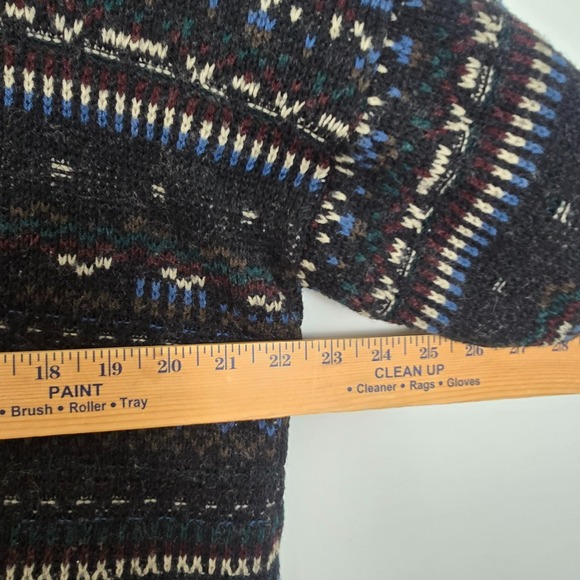 Vintage Claybrooke Cardigan Wool Fair Isle Ugly Sweater Size M Black Grandpacore - Picture 13 of 13